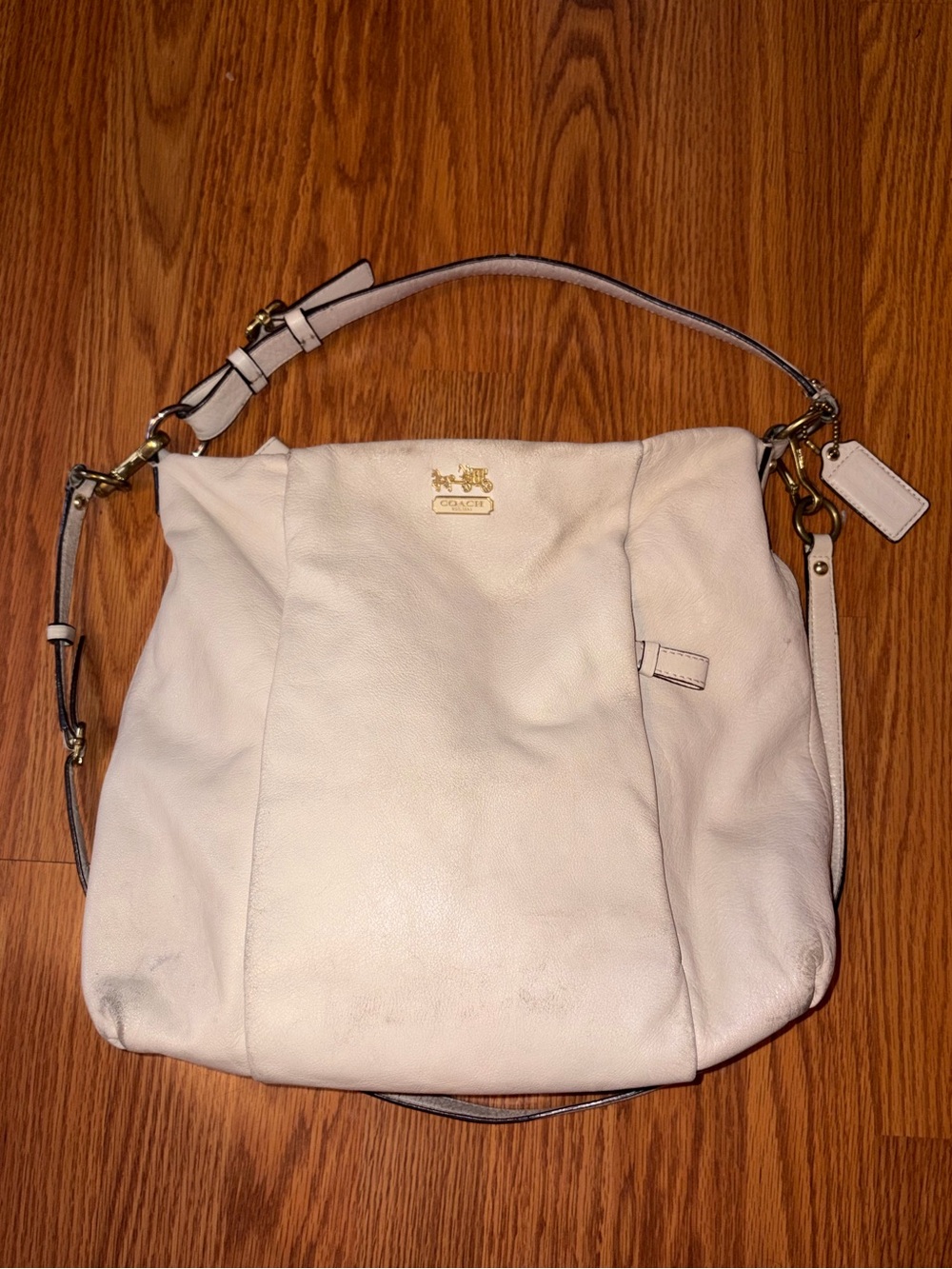 Coach Madison Isabelle Vintage Ivory Pebbled Leather Shoulder Bag